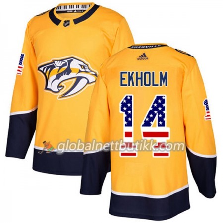 Nashville Predators Hockeydrakt Mattias Ekholm 14 2017-2018 USA Flag Fashion Golden Adidas Authentic - Herre